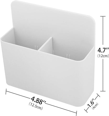 MoKo Magnetic Pen Holder, Pencil Accessories Whiteboard Organizer, White | Magnetic dry erase marker holder has two compartments and an ABS body for whiteboards, refrigerators and lockers.