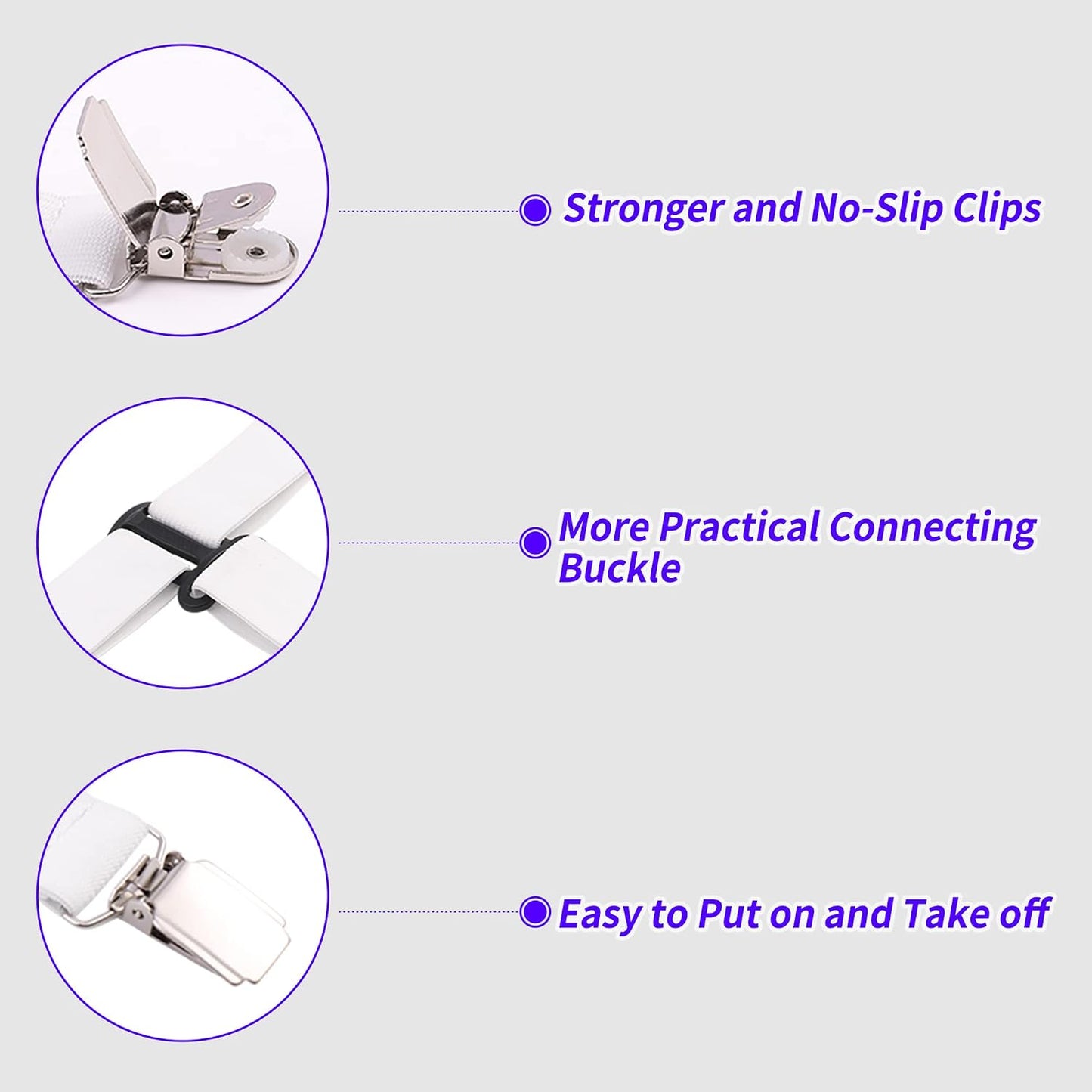MENDENG Sheet Straps Fitted Sheet Clips Holder Surspeners Keep Sheets in Place Bed Sheet Fasteners Gripper Black 4P