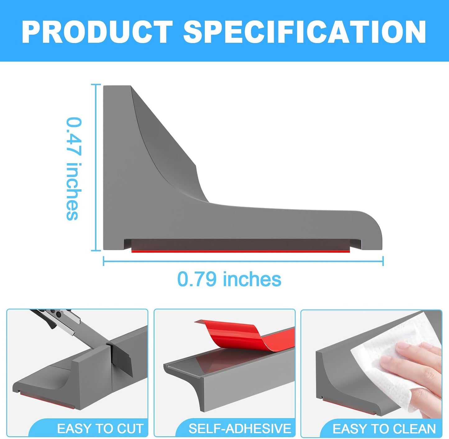 Duzzy Shower Threshold Water Dam Guard, Silicone Rubber Shower Door Bootom Seal Strip for Walk in Shower (39 Inch, Clear)