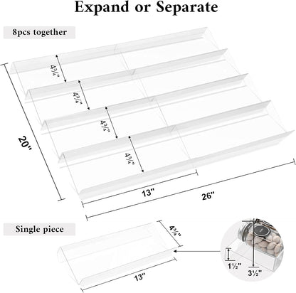 Bamboo Spice Rack Tray - Spice Drawer Organizer for Kitchen Cabinets Storage and Organization (Jars Not Included, 8 Individual Pieces, Not Adjustable)