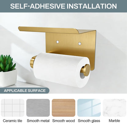 SetSail Toilet Paper Holder with Shelf Adhesive or Screw-in Matte Black | Adhesive or Screw-in,Waterproof and Rustproof Stainless Steel,Wall Mount Design,for Bathroom Hardware Accessories