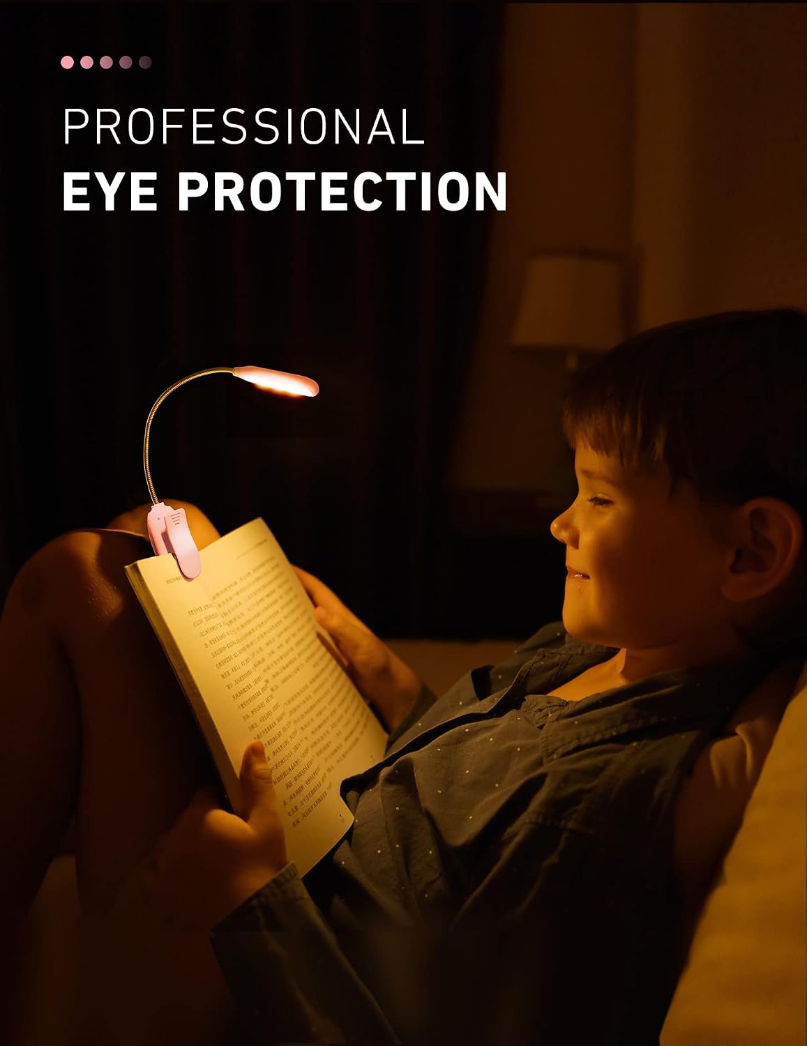 Monotremp Rechargeable Book Lights for Reading at Night, Clip-On 3 Colors | Eye-caring ultralight clip-on, stepless dimming, no flicker, amber mode, 80H runtime, 1.3oz, memory, gift for book lovers.