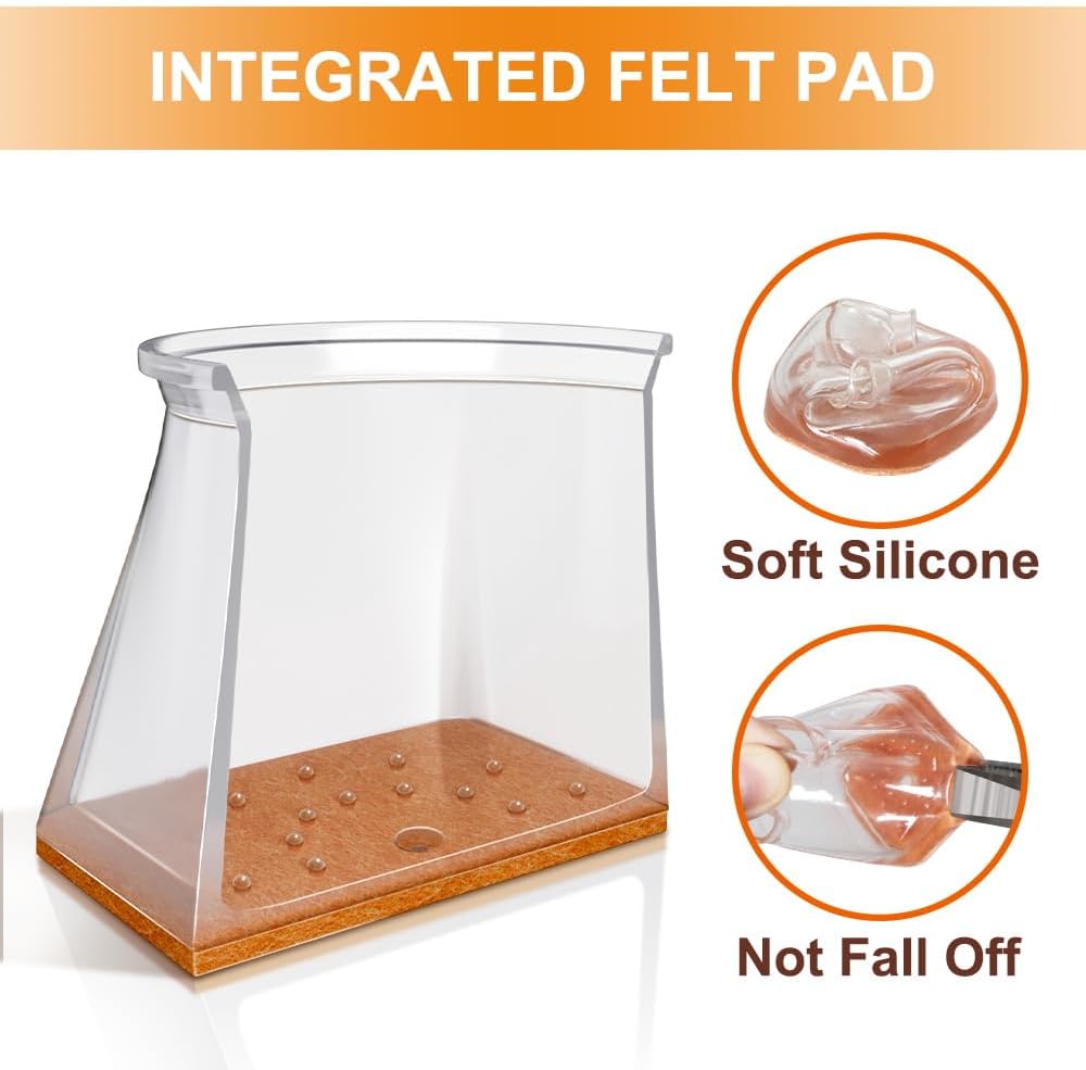 VIUME 24 Pcs Chair Leg Floor Protectors for Hardwood Floors Round | Silicone Covers Felt Pads Furniture Leg Caps Anti-Scratch Reduce Noise Fit (1-5/16" to 2")