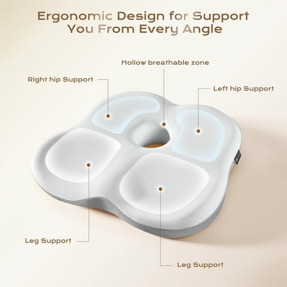 Coverado Lumbar Support Pillow and Seat Cushions for Office Chairs, Memory Foam Orthopedic Coccyx Cushion for Tailbone Pain Cushion Pillow & Back Pain Pressure Relief Seat Cushion Coffee&Beige