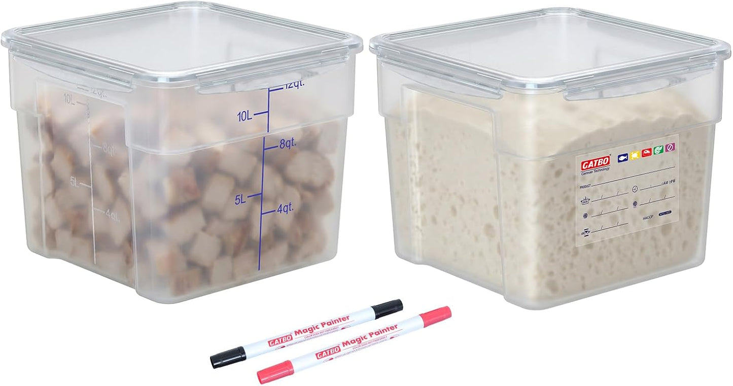 2 Pack 18 QT BPA-Free Translucent Polypropylene Airtight Food Storage Containers, Labeling Area, Stackable Bulk Storage for Flour, Rice, Sugar & Pet Food