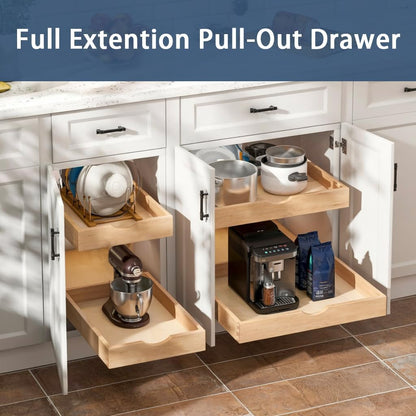 Pull Out Cabinet Drawers - 9x2 Size Options (10-29'W,18-21'D), Pre-Assembled with Soft Close Slides, Solid Beechwood, Easy Installation(10'W x 18'D)
