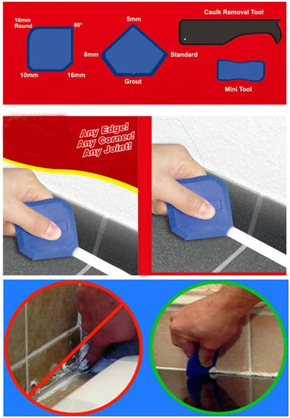 Silicone Sealant Finishing Smoothing Tools, 8 Pieces | Caulking Profile Line Joint Corner Tool with Caulk Remover Tool, Sealant Smoother Profiler Former Applicator Edger