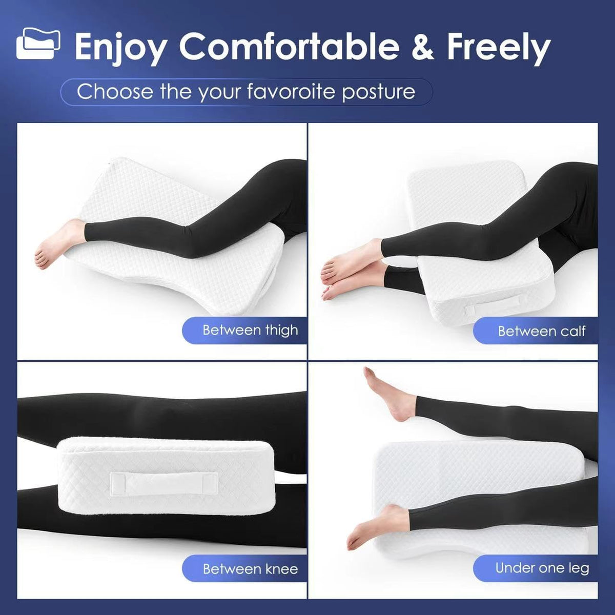 Leg Pillow for Side Sleepers, Memory Foam Knee Pillow for Side Sleeping, Leg Elevation Pillow for Hip/Back/Sciatica Pain Relief Helps Spine Alignment -15"x25" (Grey, M)