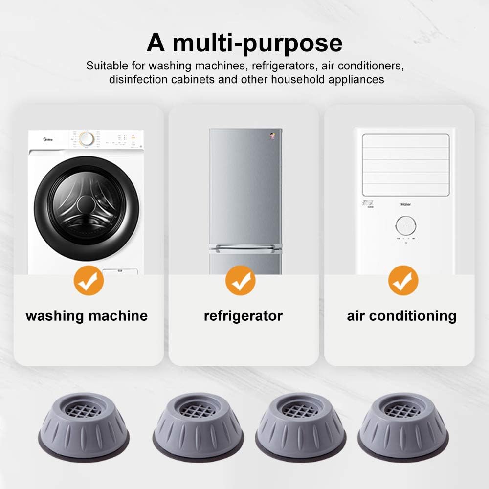 Mwellewm Anti Vibration Pads for Washing Machine Shock and Noise Reducing Washing Machine Support Anti Slip Vibration Rubber Washing Machine Feet Dryer Washer Vibration Stabilizer(1.7D x 0.16 H)