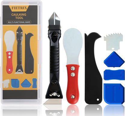 Caulking Tool Kit with Caulk Remover & Putty Knife Scraper | Multifunctional Caulking Tool Set with Caulk Remover, Professional Putty Knife Scraper for Smooth, Clean Sealant Joint