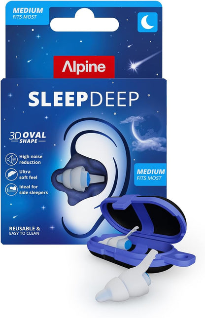 Alpine SleepDeep Reusable Earplugs for Sleeping | Earbuds for Side Sleepers