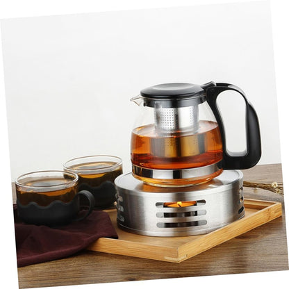 Mikinona Stainless Steel Glass Tea Warmer Base Heating Stand for Teapots Candle Holder for Home Cafe and Office Tea Brewing