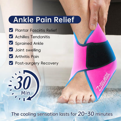 Ankle Ice Pack Wrap for Foot Heel Pain Relief Swelling Reusable Gel Ice Cold Packs Compression for Achilles Tendonitis Plantar Fasciitis Sprained Ankles Swollen Feet Surgery Recovery Heel Spur