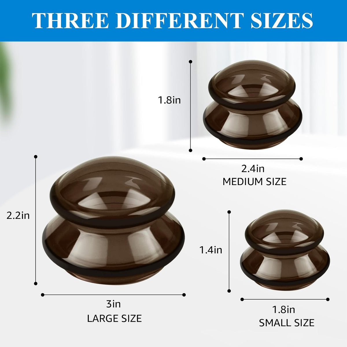 Silicone Cupping Therapy Sets (Set of 3), Cupping Kit for Massage Therapy