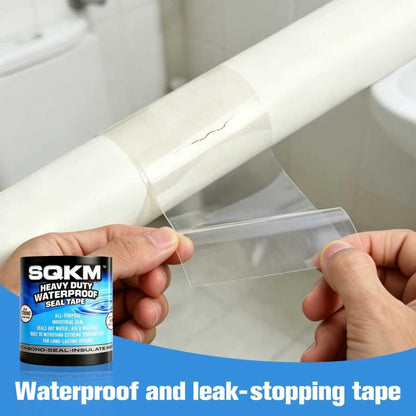 Waterproof Tape, Clear Thick Flexible Rubberized, Strong Adhesive Underwater Seal, Weather Resistant Leak Repair Tape - 3.94 in x 9.8 ft (1 Pack) for Indoor Outdoor Home RV Roof Plumbing Pool