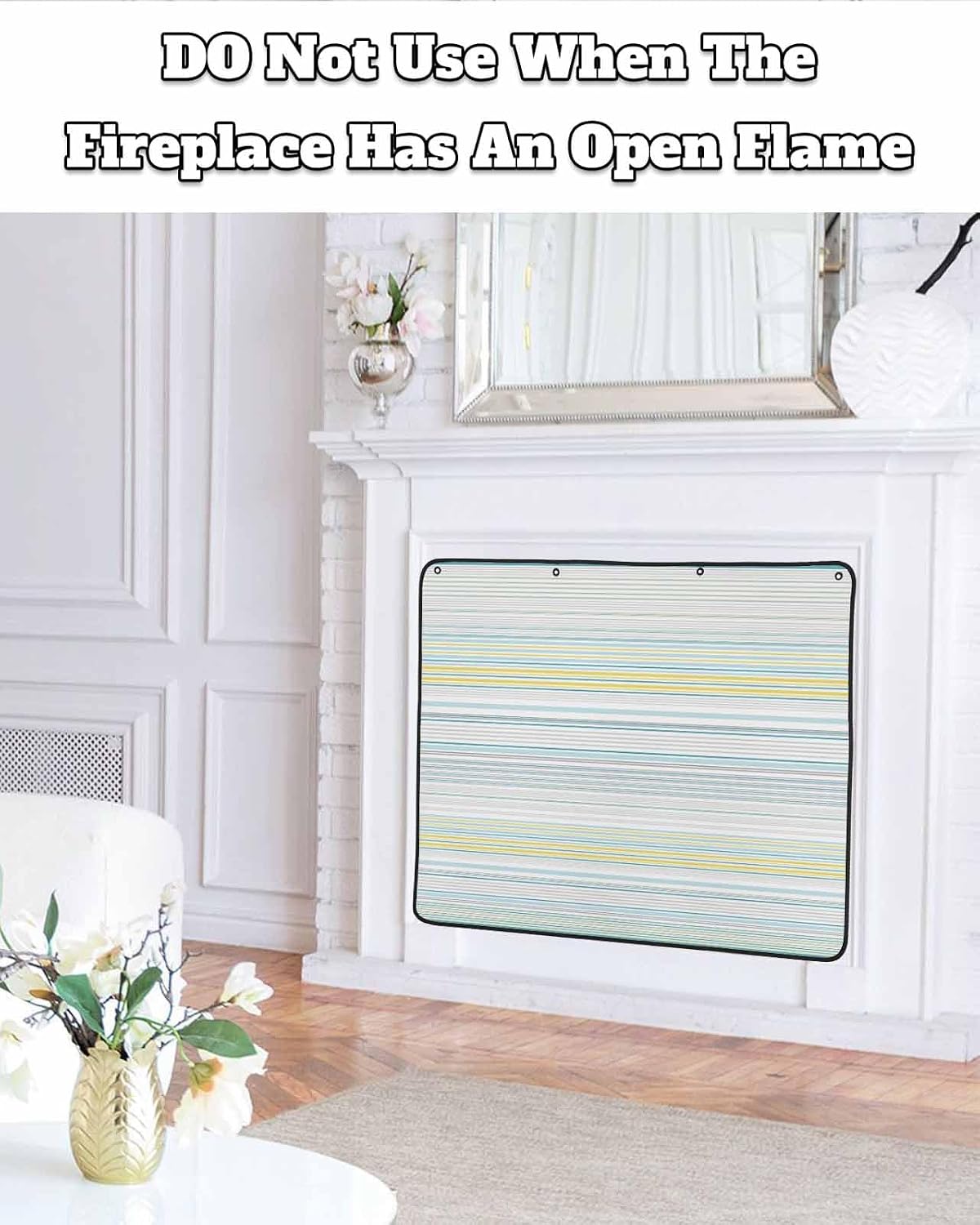 Magnetic Fireplace Cover Purple Stripes Fireplace Screen Decorative Classic Striped Lines Insulation Fireplaces Blocker Blanket Save Energy Fireplaces Draft Stopper Covers for Living Room 36x30 Inch