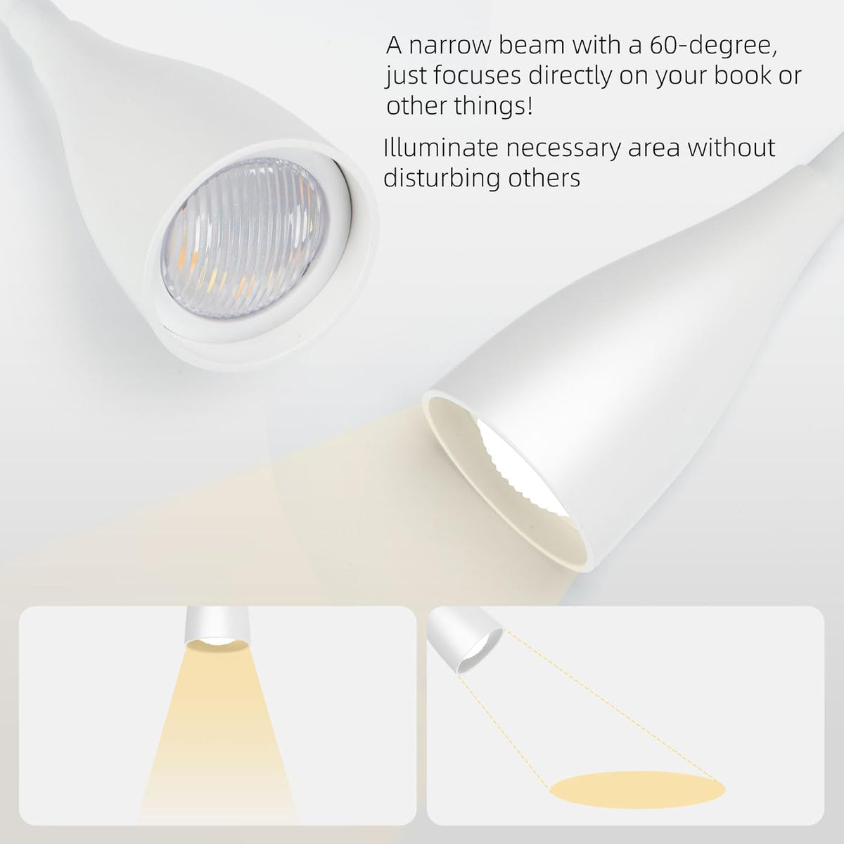 LiFMIRA Wall-Mounted LED Bedside Reading Light USB Charging Port White