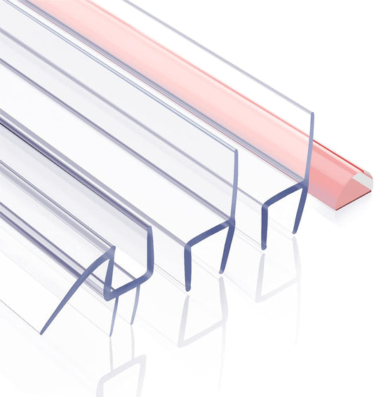 Shower Door Seal | 4 PCS 3/8" x 77" Frameless Glass Door Side Seal and Bottom Seal Door Sweep, Stop Shower Leaks Create a Water Barrier
