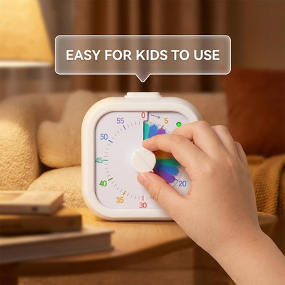 Visual Timer with Rainbow Pattern, 60-Minute Countdown Timer for Kids and Adults, Silent Pomodoro Timer for Classroom, Kitchen, Office & Teaching, Time Management Tool (White)