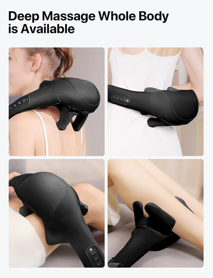 Shiatsu Back and Neck Massager, Cordless Shoulder Massager with Heat, Electric Deep Tissue 3D Kneading Massage Pillow for Shoulder, Leg, Body Muscle Pain Relief, Gifts for Men Women