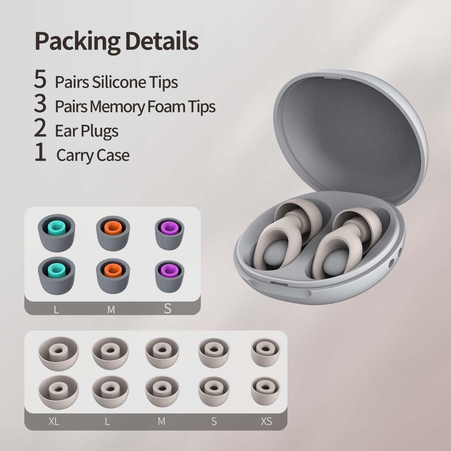 Ear Plugs for Sleeping, 25-29dB Soft Silicone Ear Plugs for Side Sleepers | Silicone Ear Plugs for Sleeping,Reusable Ear plugs with 16 Soft Tips,Noise Cancelling Sleep Earplugs for Snoring