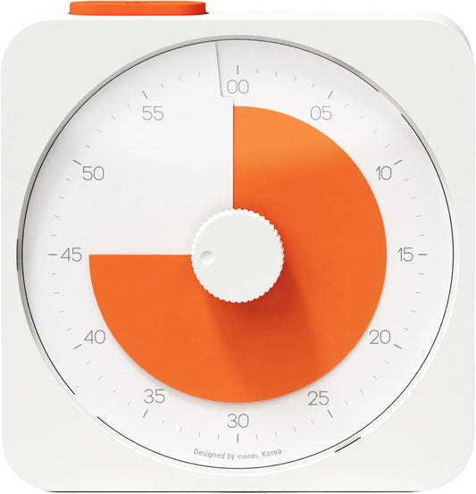 mooas Analog Focus Silent Visual Timer, Countdown, 60-Min Max (Orange)
