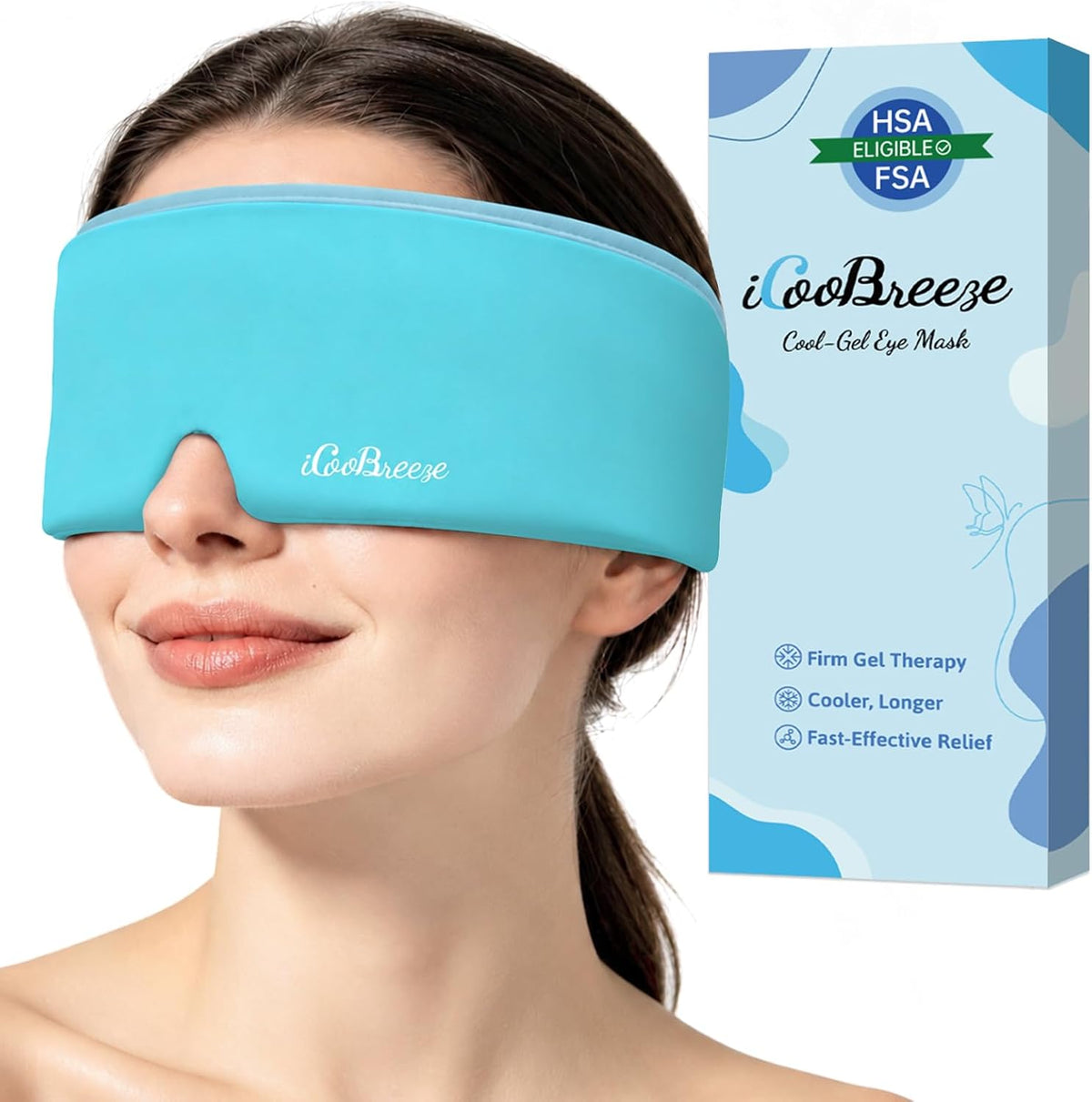 Cooling Eye Mask for Puffy Eyes, FSA Eligible HSA, Headache and Migraine Relief Gel Eye Mask, for Headache, Puffiness, Eye Strain, Reusable Face Ice Pack for Post-Surgery Care, Deep Blue
