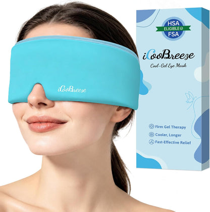 Cooling Eye Mask for Puffy Eyes, FSA Eligible HSA, Headache and Migraine Relief Gel Eye Mask, for Headache, Puffiness, Eye Strain, Reusable Face Ice Pack for Post-Surgery Care, Deep Blue