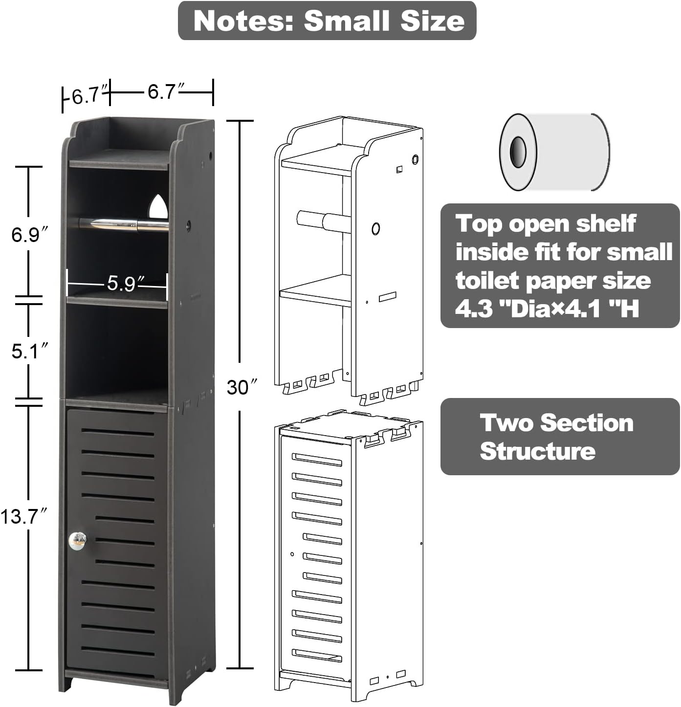 AOJEZOR Toilet Paper Holder Stand: Small Space Bathroom Storage for Renters