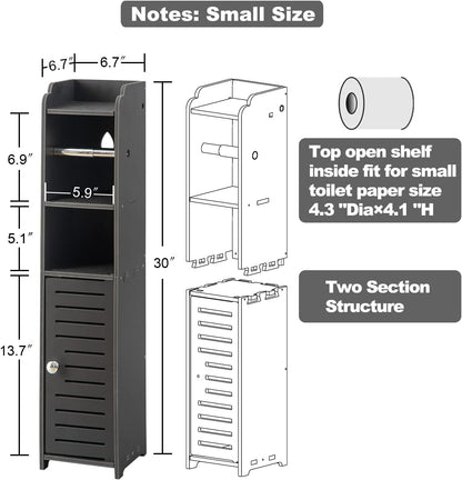 AOJEZOR Toilet Paper Holder Stand: Small Space Bathroom Storage for Renters