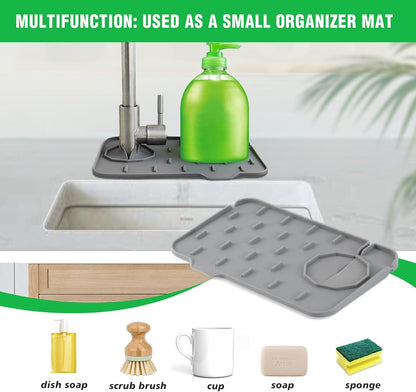 Kitchen Sink Splash Guard, Silicone Faucet Mat, 8.3 x 5.7 Inch | Soap Dish Pad, Sponge Holder Sink Trays, Faucet Handle Drip Catch For Bathroom, Kitchen, Countertop, Gadgets