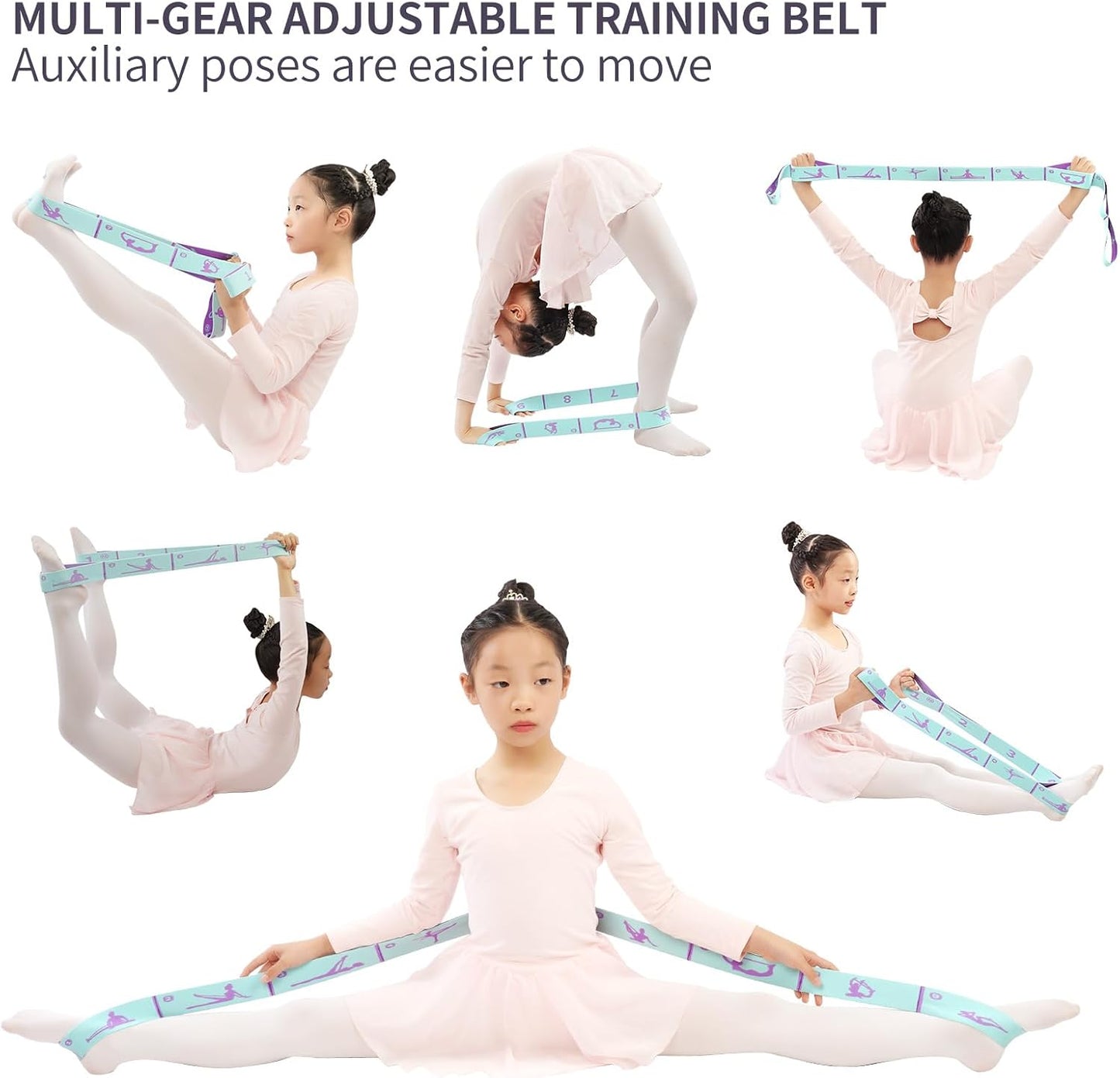 8 Loops Stretching Strap for Kids, Extended Dance Stretch Band Elastic for Ballet & Gymnastics, Children's Resistance Bands for Flexibility Training, Dance Equipment for Girls