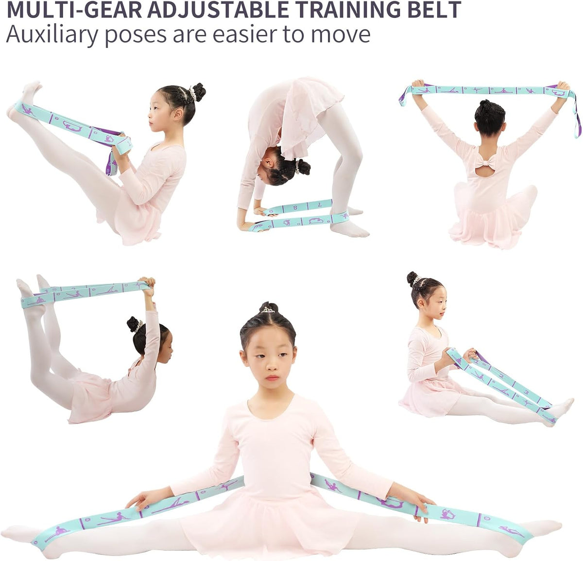 8 Loops Stretching Strap for Kids, Extended Dance Stretch Band Elastic for Ballet & Gymnastics, Children's Resistance Bands for Flexibility Training, Dance Equipment for Girls