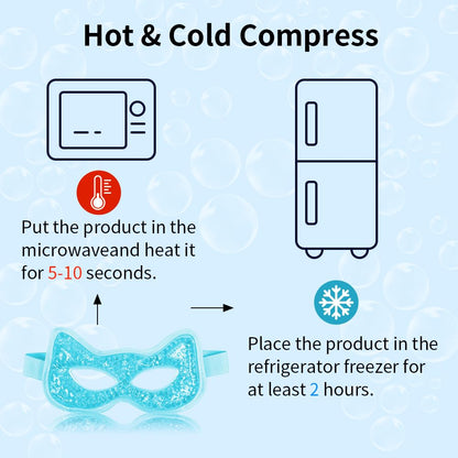 Cooling & Heating Eye Mask - Hot/Cold Use for Puffy Eyes, Headaches, Migraines, Sinus & Dark Circles (2 Packs Blue)