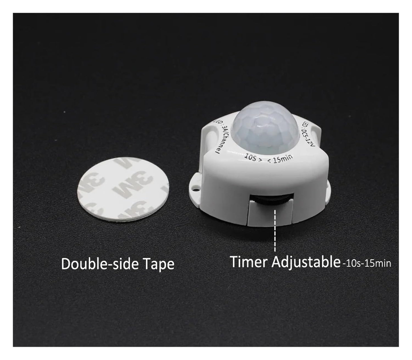 PIR Motion Sensor Light Switch 5V 12V DC Movement Activated Timer Switch ON Off for LED Strip Under Bed Lamp(Male to Male Wire)