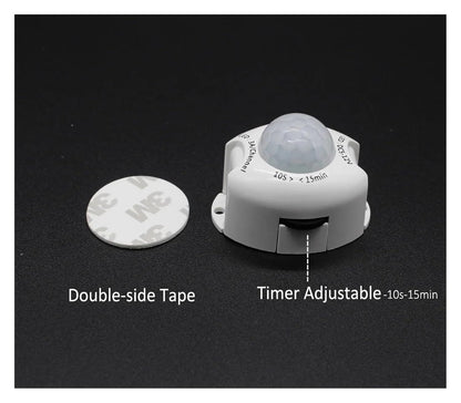 PIR Motion Sensor Light Switch 5V 12V DC Movement Activated Timer Switch ON Off for LED Strip Under Bed Lamp(Male to Male Wire)