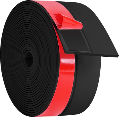 ToLanbbt Weather Stripping Silicone Door Seal Strip 2 in x 10 ft Door Draft Stopper Self Adhesive Tape, Side & Bottom Gaps Insulation Seal for Glass Shower Sliding Window, Black