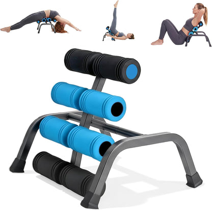 Mini Inversion Table with Rollers, Back Extension Machine | Back Pain Relief, Easy to Assemble & 297LBS Weight Capacity, Spinal Decompression Table for Home Gym (Red)