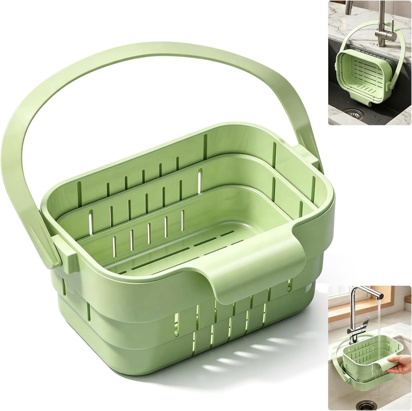 Foldable Hanging Sink Drain Basket Food Strainer 2026 Upgrade(White) | Space Saving, Foldable Design, Hanging Storage, Food Straining, Sink Organizer