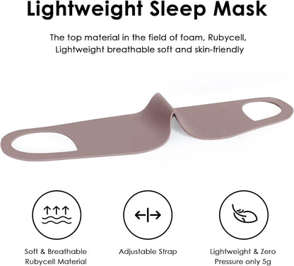 FRESHME Zero Pressure Sleep Mask - Lightweight Breathable Blockout Eye Mask for Sleeping with Ear Hanging Elastic Strap for All Sleep Positions Men Women Soft and Comfortable Black Eye Blinder Travel
