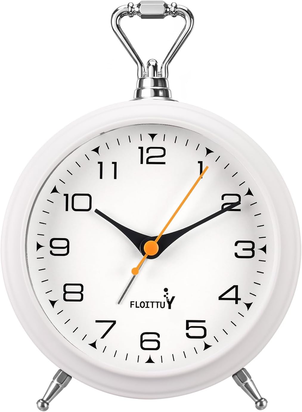 FLOITTUY 4.5" Battery Operated Antique Retro Analog Metal Alarm Clock, Silent Bedside Desk Clock, Wall-Hanging Vintage Clock(Exquisite Bronze)