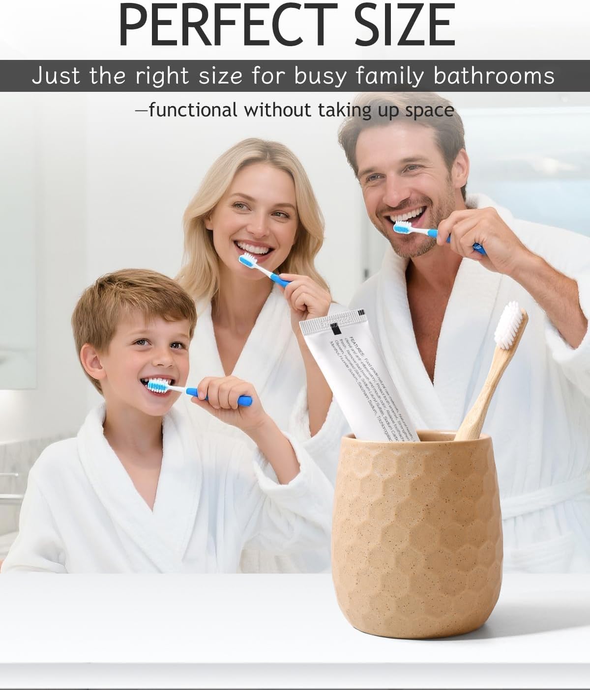 Toothbrush Holder, Tooth Brush Holder for Bathroom - Ceramic Toothbrush Cup White Toothbrush Holders Countertop, Makeup Brush Holder Pen Holder, 3.62" x 3.62" x 3.93", ANTIS'S HOME