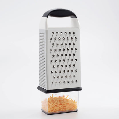 OXO Good Grips 4-Sided Box Grater for Cheese & Vegetables with Container | Stainless Steel Grating Surfaces, Non-Slip Handle, Detachable Container, Cheese, Vegetables, Zesting, Multi Purpose Grater