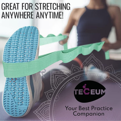 Stretching Strap with 10 Loops for Physical Therapy & Rehab | Non-Elastic Yoga Stretch Band for Hamstring, Leg, Hip & Knee Rehab, Pilates, Flexibility & Mobility Exercises for Men & Women
