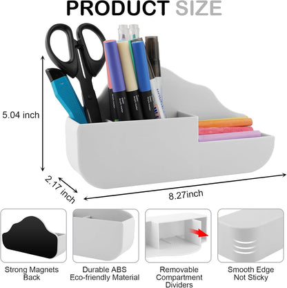 KITANIS Magnetic Pen Holder,2 Pack Magnetic Dry Erase Marker Holder with Generous Compartments,Strong Magnet Storage Marker Pen Pencil Organizer for Refrigerator,Whiteboard,Locker Accessories