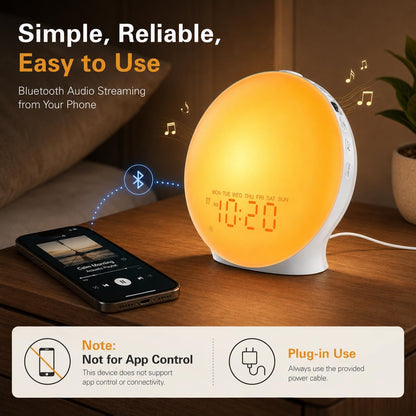 JALL Full Screen Sleep Sound Machine Sunrise Alarm Clock with 25 White Noise Nature Sounds, Wake Up Light for Bedrooms, Hi-Fi Bluetooth Speaker, 8-Hour Sleep Timer