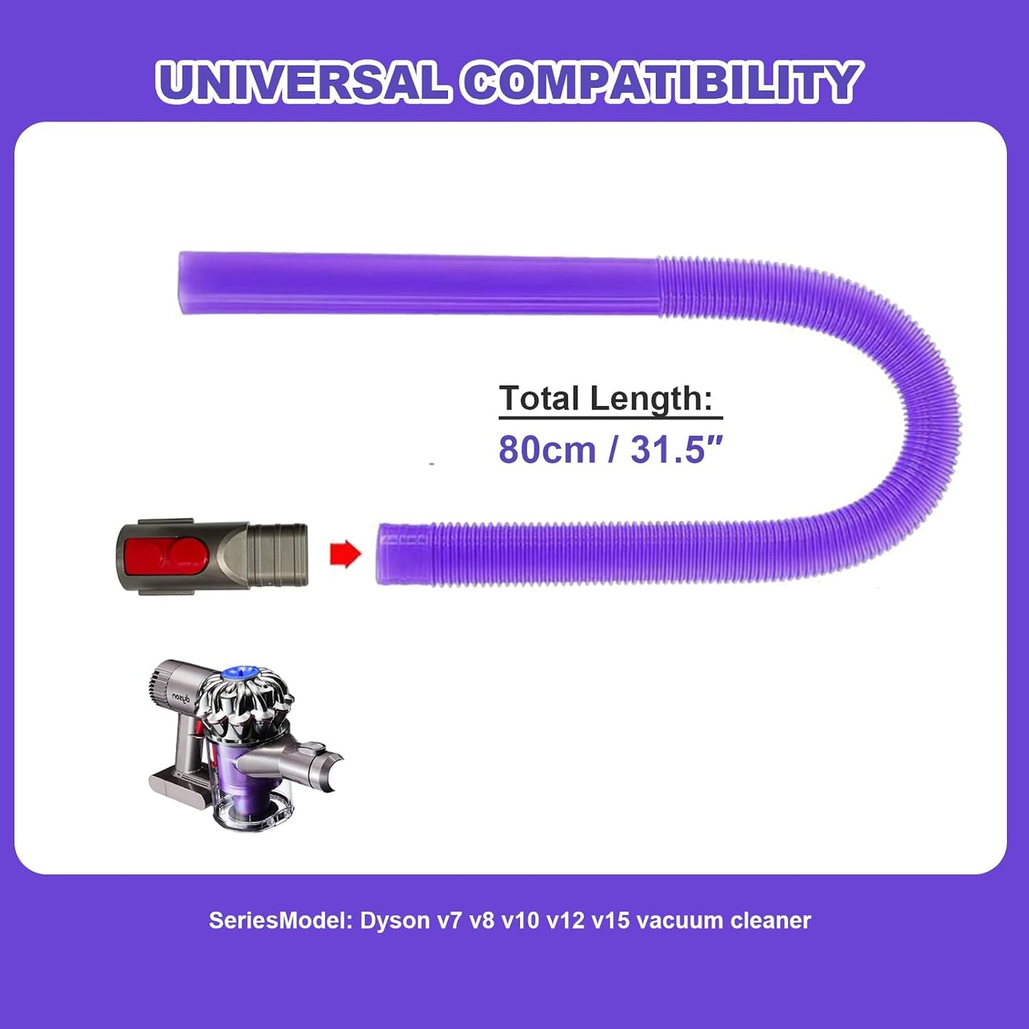 Dryer Vent Cleaner Kit Compatible with dy-son V7 V8 V10 V11 V12 V15 Cordless Vacuum, Dryer Vent Vacuum Hose Attachment, Cleaning Tools for Dryer Vents, Crevice Tool for Corners & Gaps