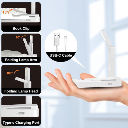 NEWZCLA【2 Pack】Rechargeable Book Light for Reading in Bed,Foldable Clip-On Reading Light,Lightweight 3 Color Amber Eye Care & Stepless Dimming,80H Lasting LED Lamp Gifts for Book Lovers,Travel/2*Black