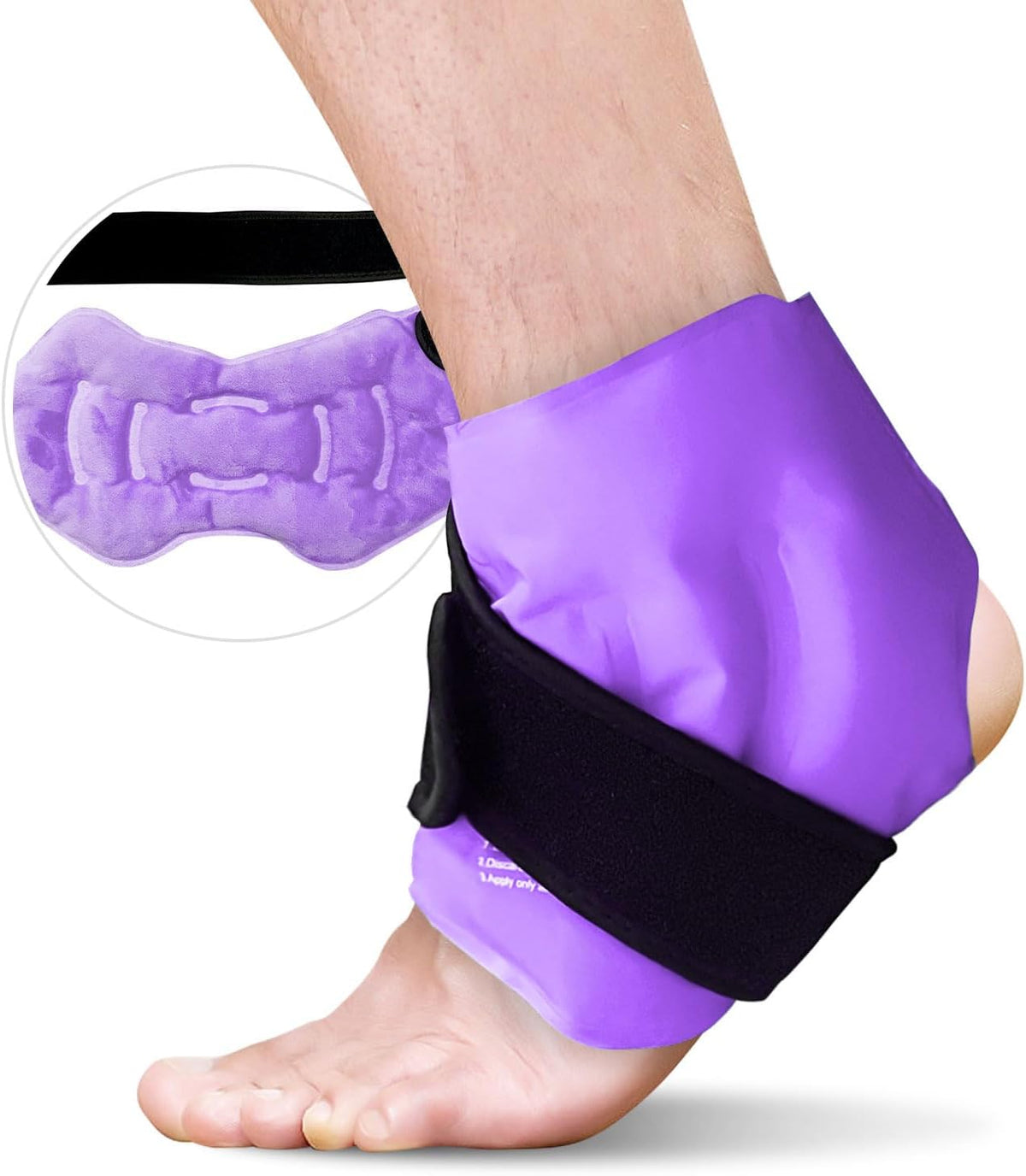 RelaxCoo Ankle Ice Pack Wrap for Swelling, Reusable Gel Ice Pack for Ankle Injuries, Cold Compress Therapy for Foot Pain Relief, Achilles Tendonitis, Plantar Fasciitis, Sprains