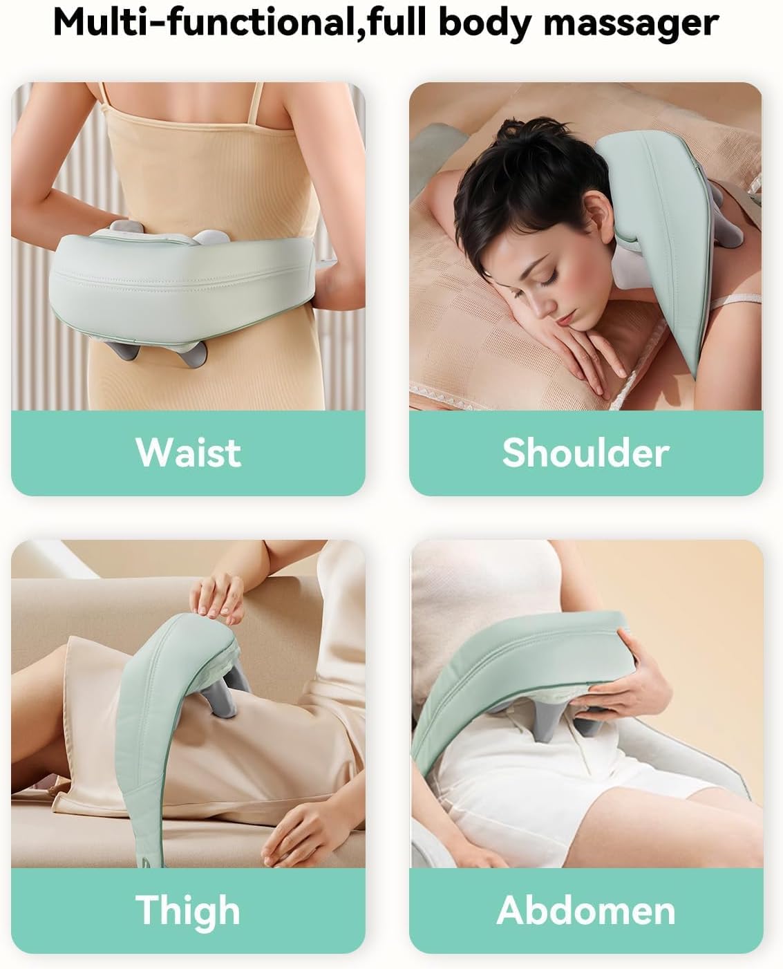 Snailax Cordless Neck & Shoulder Massager with Kneading, Heat, USB-C